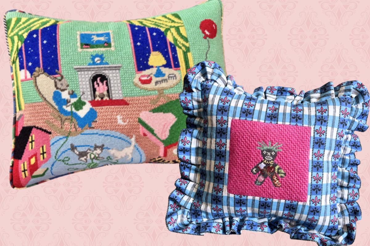 Knife Edge & Ruffle Edge Needlepoint Pillows